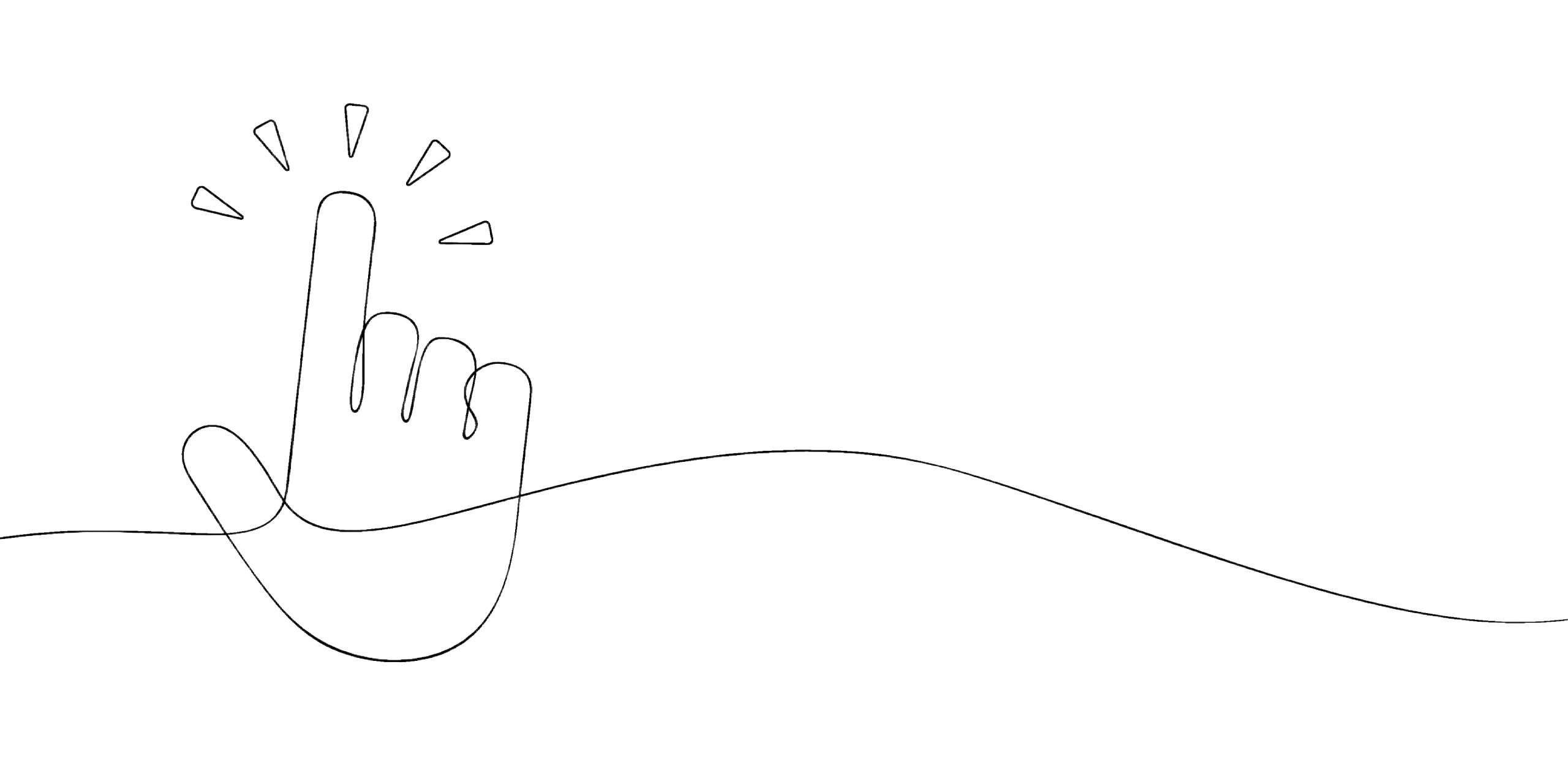 Lijntekening van hand die klikt